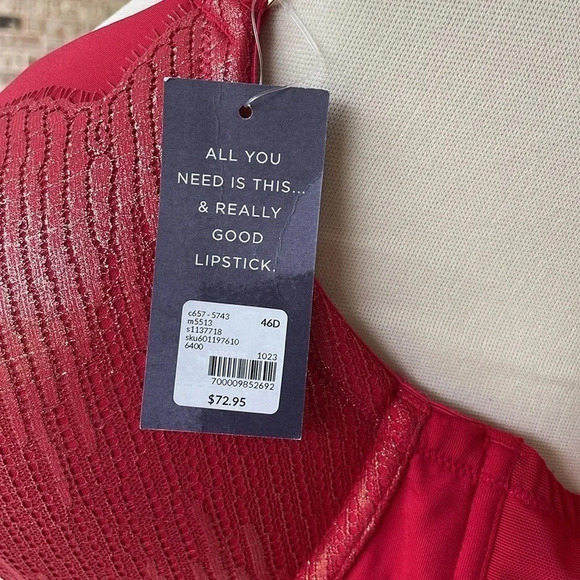 Cacique Red Boost Plunge Appliqué  Underwire Bra - Picture 5 of 13